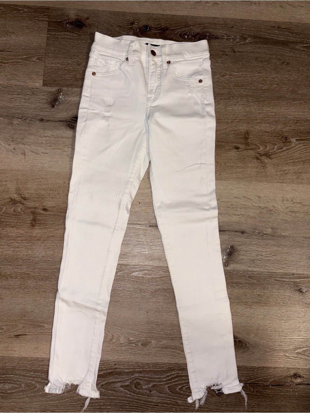 Express Mid Rise Skinny White Jeans